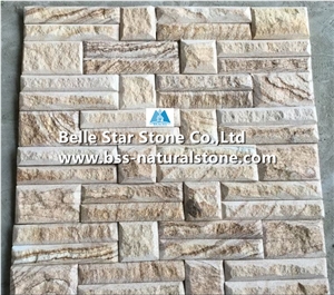 Yellow Wooden Sandstone Culture Stone Of Beveled Edges,Yellow Sandstone Ledgestone,Natural Sandstone Stacked Stone,Sandstone Stone Cladding,Yellow Sandstone Ledgestone,Yellow Stone Wall Panels