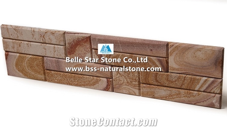 Yellow Wooden Sandstone Culture Stone,Sandstone Stacked Stone,Sandstone Ledge Stone Panel with Beveled Edges,Real Stone Veneer,Natural Stone Cladding,Porches Wall Cladding,Yellow Ledger Panels