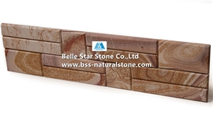 Yellow Wooden Sandstone Culture Stone,Sandstone Stacked Stone,Sandstone Ledge Stone Panel with Beveled Edges,Real Stone Veneer,Natural Stone Cladding,Porches Wall Cladding,Yellow Ledger Panels