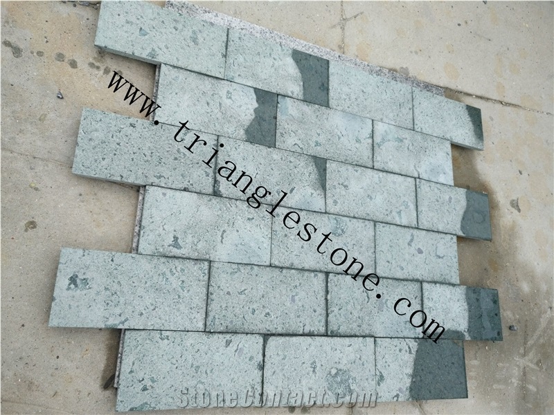 China Peacock Green Stone Tiles for Pool Coping