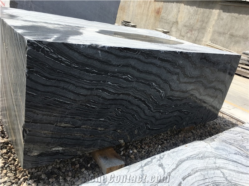 Chinese Silver Wave Block, Large Quantity Chinese Marble Block, Silver Wave Marble Block with Brown Line