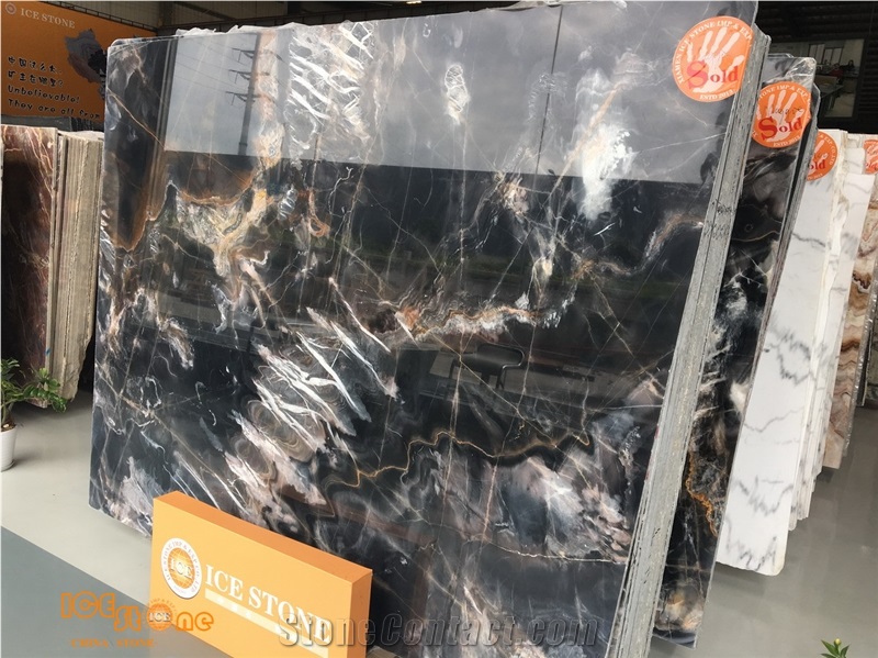 Venice Gold/Gold and Black Marble Slabs & Tiles