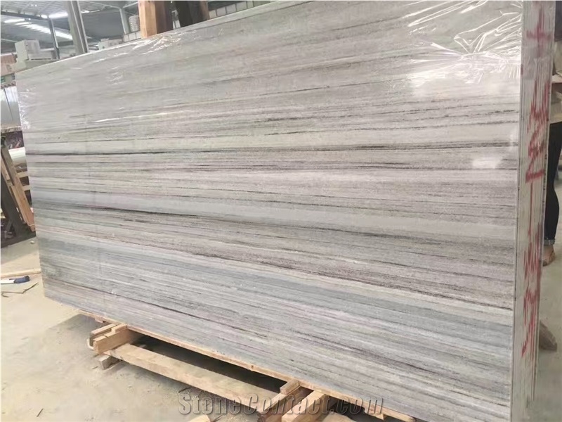 China Crystal White Wood Grain Wooden Vein Marble Polished Tiles Slabs