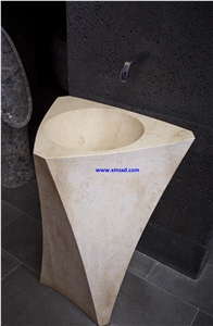 Egypt Beige Marble Pedestal Basins,Vessel Sinks,Bathroom Sinks,Irregular Pedestal Sinks,Honed Surface Basins