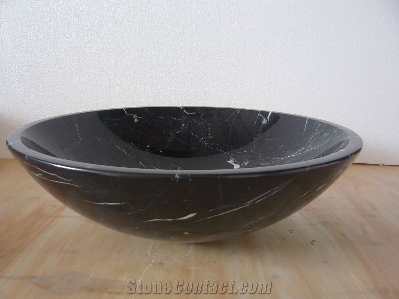 Oriental Black Marquina Marble Sink Washbasin