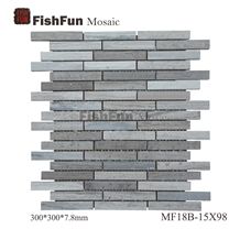 I-Shape Marble Mosaic 15*98*7.9, Grey Wood Grain Marble Mosaic, Grey Marble Mosaic, Polished Surface, Garden & Balcony Marble and Glass Mosaic, Kitchen Marble Mosaic