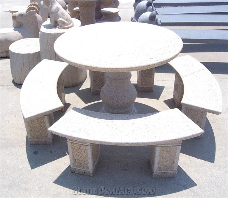 Granite Garden Bench, Outdoor Benches, Park Benches, Granite Chair, Round Stone Table Bench