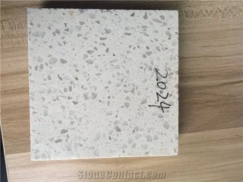 2024 White Sparkle Quartz Stone Solid Surfaces Polished Slabs & Tiles Engineered Stone Artificial Stone Slabs for Hotel Kitchen,Bathroom Walling Panel Customized Edges