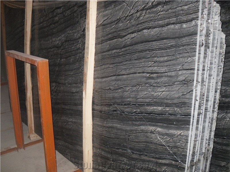 2cm Polished Black Armani Marble,Black Wooden Marble,Black Wood Vein Marble Slabs & Tiles