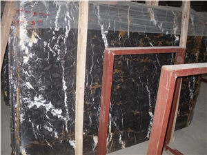 Afghanistan Black Golden Flower Marble Slabs&Tiles,Black and Gold Marble Wall Covering Tiles,Portoro Marble Floor Covering Tiles