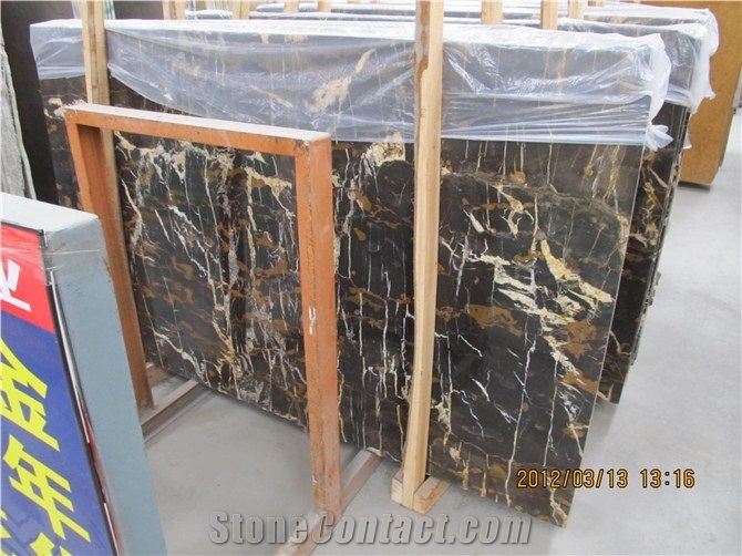 Afghanistan Portopo Marble Slabs & Tiles, Afghanistan Black and Brown Marble Slabs & Tiles, Black Golden Flower Marble Slab