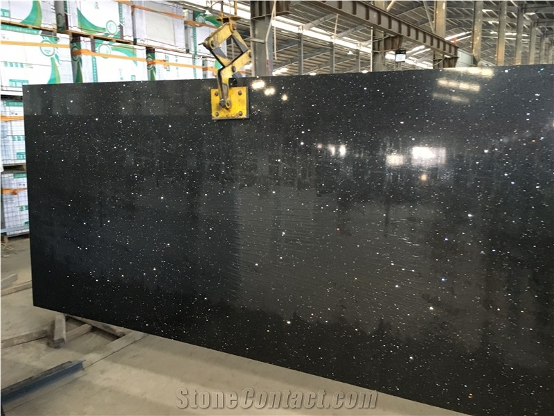 Artificial Quartz Stone 2666 Black Star Quartz Stone Solid Surfaces Polished Slabs & Tiles Engineered Stone for Hotel Kitchen Bathroom Counter Top Walling Panel Environmental Building Materials
