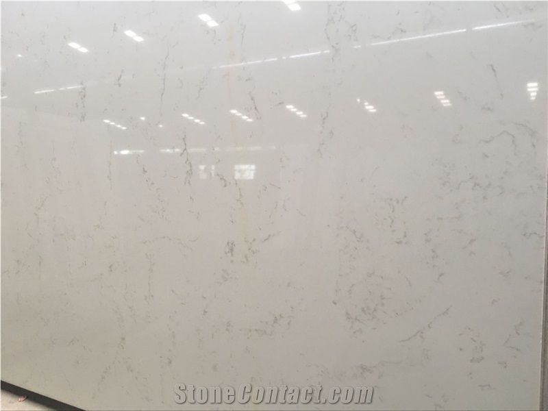 Carrara Marble Look White Quartz Stone Engineered Stone for Kitchen Counter Tops,Artificial Marble Bianco Quartz Stone Kitchen Work Tops a Quality