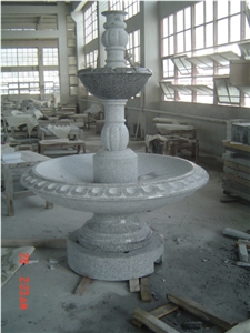 China Light Grey Granite/G603 Garden Fountains / Human Sculptured Handcarved Exterior Fountains for Garden Decoration