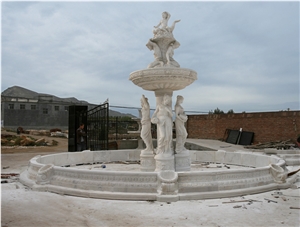 China White Marble Sculptured Fountain&Granite Floating Sphere Fountain&Handcarved Exterior Fountains for Garden Decoration& Large Garden Water Fountain