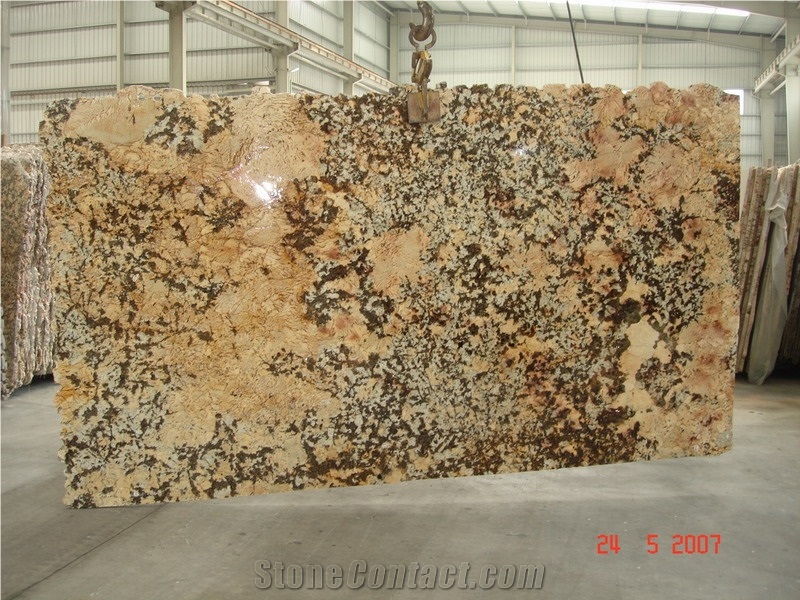 Crystal Yellow Granite Tile&Slab for Countertops,Exterior - Interior Wall and Floor Applications, Wall Cladding