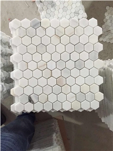Italy Calacatta Gold Marble Mosaic/Bianco Carrara Marble Mosaic, Hexagon Mosaic, Floor/Wall Mosaic/Mosaic Border/Chinse White Marble Mosaic/White Wood Marble Mosaic