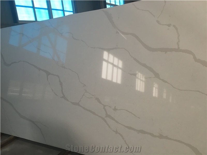 Marble Look Design Quartz Stone, Artificial Quartz Stone, Artificial Calacatta White Marble Quartz Stone Solid Surfaces