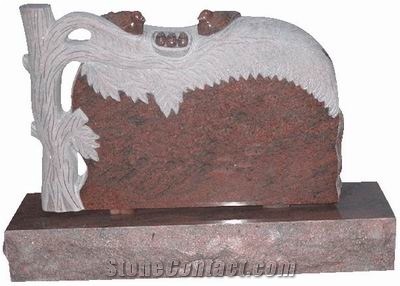Multicolor Red Polished European Tombstone & Monument