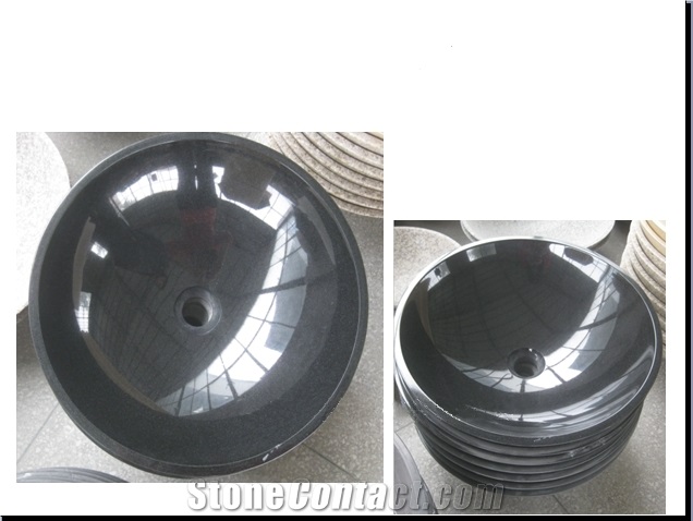 Polished Black Granite Sink (Bowl), Shanxi Black Granite Sinks