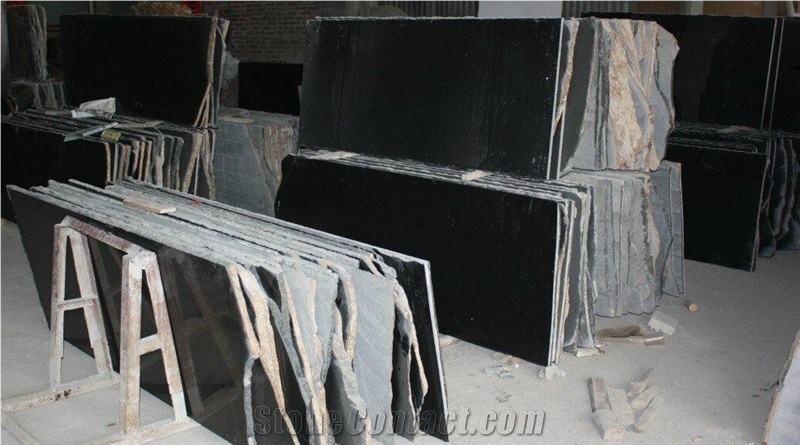 Polished Mongolia Black Basalt Tile&Slab for Countertops, Exterior - Interior Wall and Floor Applications, Pool and Wall Cladding