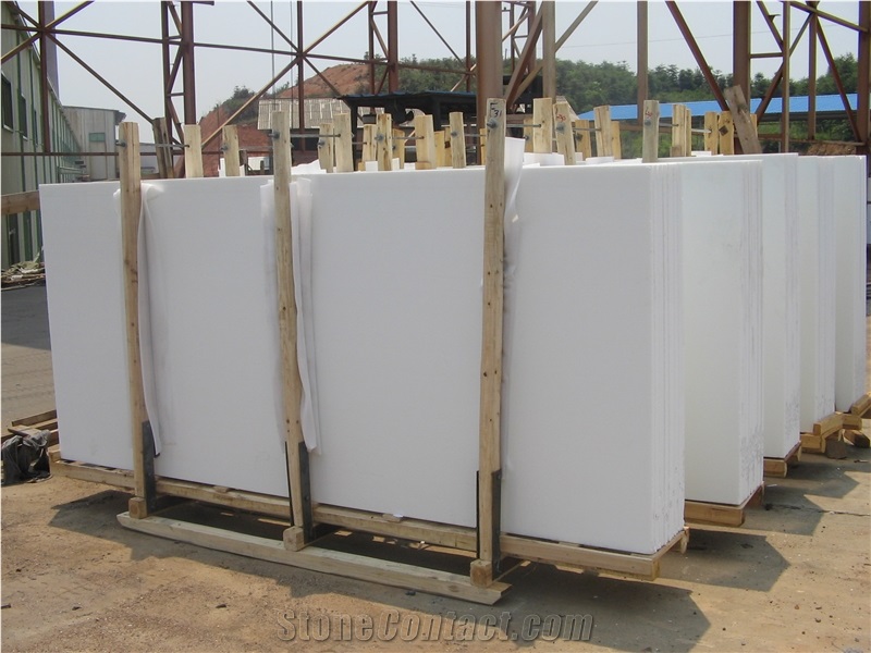 Pure White NonPorous Crystallized Glass Panel Slab&Tile for
