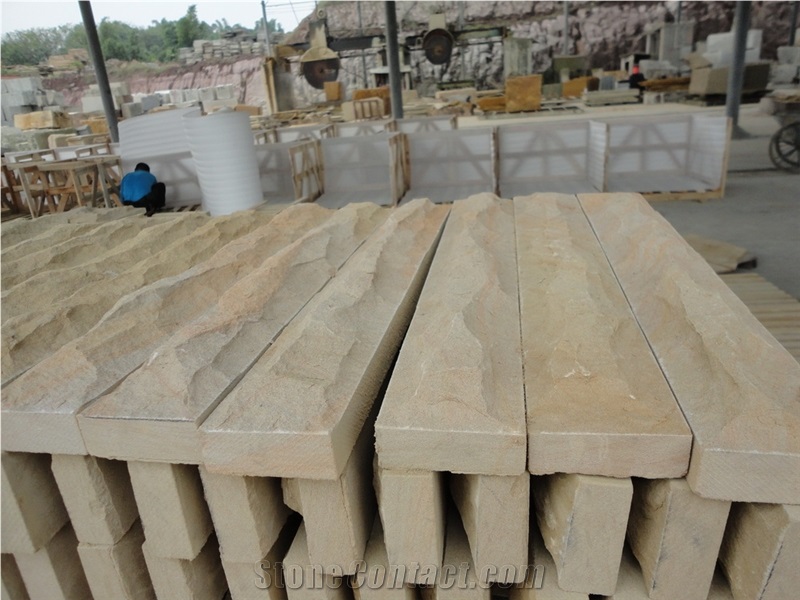 Yellow Sandstone Mushroomed Cladding Tiles & Customized&Cut to Size/Grey Sandstone Wall Tile&Floor Tile/Sandstone Flooring&Floor Covering/Sand Stone for Wall Covering&Wall Cladding
