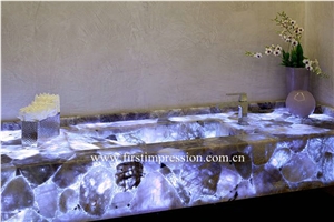 Amethyst Semiprecious Slab Backlit, Lilac Grystal Semi-Precious Stone Tops, Purple Crystal Stone Panels, Semi Precious Stone Slabs, Violet Crystal Gemstone,Purple Gemstone Luxury Material