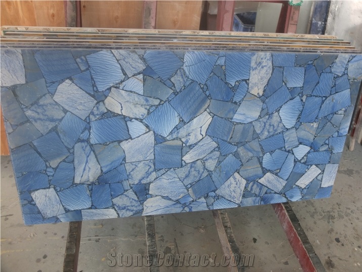 Blue Aventurine Backlit ,Azul Macobus Slab and Tiles / Light Blue Semi Precious Stone Panles/Blue Gemstone Backlit Tiles & Slab/Semi Precious Stone Wall /Semi Precious Top