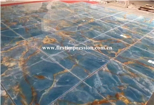 Blue Onyx Slabs & Tiles/New Polished Blue Onyx Floor Covering Tiles/Beautiful Blue Onyx Big Slabs