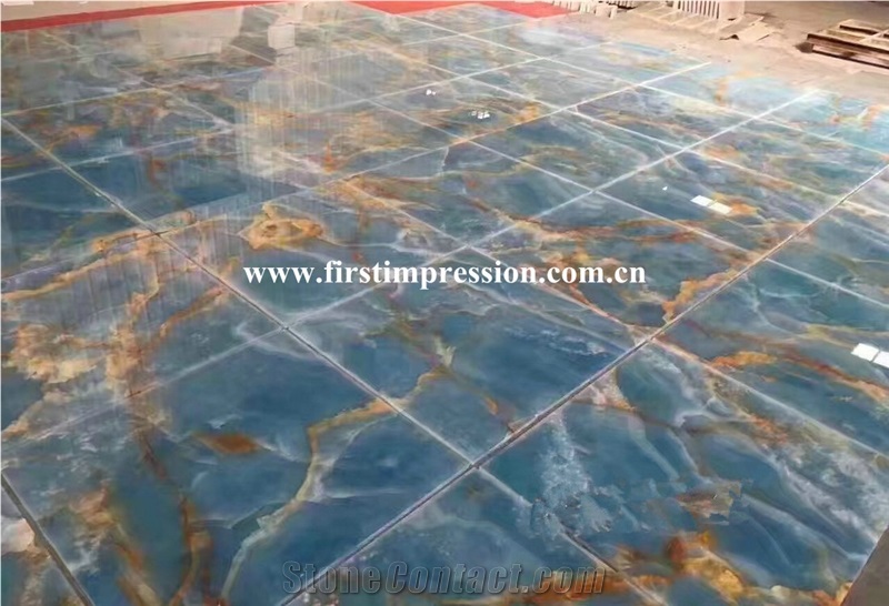 Cheap Blue Onyx Slabs & Tiles/New Polished Blue Onyx Floor Covering Tiles/Beautiful Blue Onyx Big Slabs