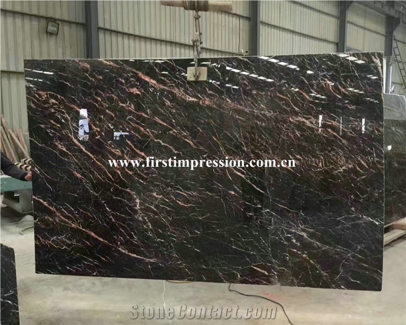 Cheap Tulip Brown Marquina Slabs/Brown St Laurent/Saint Laurent Brown Marble Slabs & Tiles/Tulip Marble Tiles & Slabs/China Tulip Marble Tiles & Slabs/Portoro Gold Marble/Gold & Jade Marble