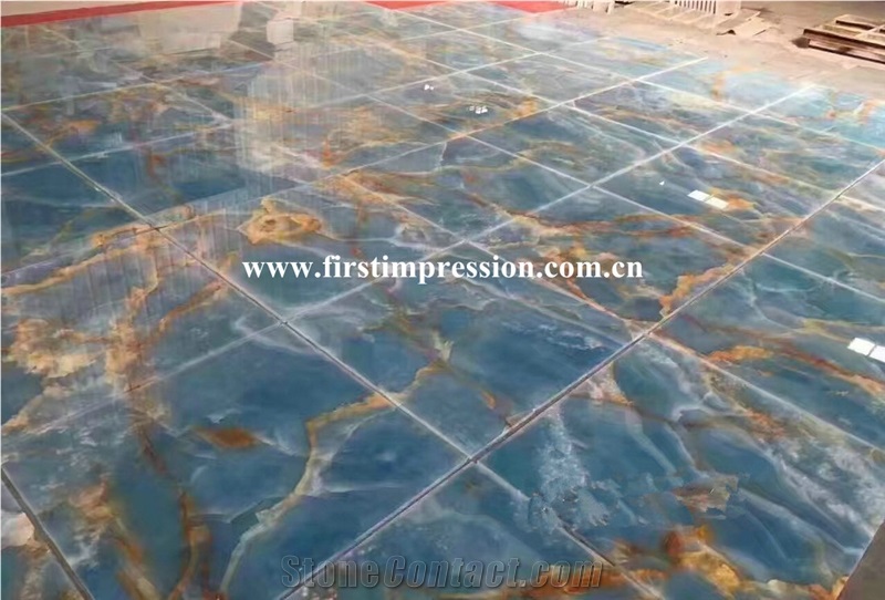Cheapest Blue Onyx Slabs & Tiles/New Polished Blue Onyx Floor Covering Tiles/Beautiful Blue Onyx Big Slabs
