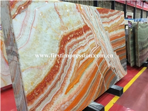 Cheapest New Polished Rainbow Onyx Slabs & Tiles/Multicolor Polished Onyx/Honey Onyx/Wholesale Low Price High Quality Turkish Rainbow Onyx Slabs&Tiles for Interior Wall and Background Decoration