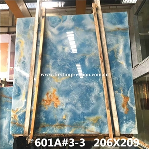 China Blue Onyx Slabs & Tiles/New Polished Blue Onyx Floor Covering Tiles/Beautiful Blue Onyx Big Slabs