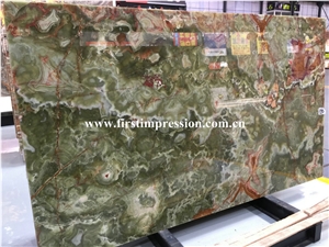 China Green Onyx Polished Tiles & Slabs/Natural Building Stone Onyx with Brown Veins/Lines/Flooring/Feature Wall/Clading/Hotel Lobby/Bathroom/Living Room Project Decoration/Best Price Green Onyx