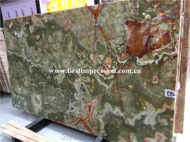 China Green Onyx Polished Tiles & Slabs/Natural Building Stone Onyx with Brown Veins/Lines/Flooring/Feature Wall/Clading/Hotel Lobby/Bathroom/Living Room Project Decoration/Best Price Green Onyx