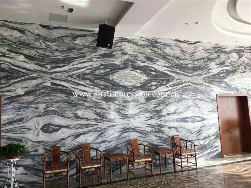China Impression Grey Marble Big Slabs & Tiles/Dark Ink Marble Tiles & Slabs/Crystal Ink Marble Glassy Wall Covering & Flooring Tiles