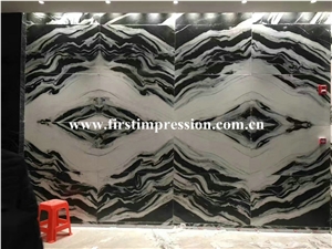 China Panda White Marble Tile&Slab&Cut to Size/White Marble with Black Waves Floor Tile/White&Black Veins Marble Wall Covering/Book Matched Marble Big Slab/Interior Decoration/Natural Stone