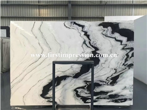 China Panda White Marble Tile&Slab&Cut to Size/White Marble with Black Waves Floor Tile/White&Black Veins Marble Wall Covering/Book Matched Marble Big Slab/Interior Decoration/Natural Stone