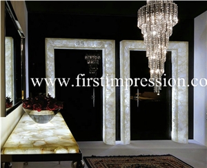Crystal White Gemstone Bathroom Design/Crystal White Precious Stone Bathroom Countertop/Crystal White Luxury Bathroom Decorating /White Gemstone Bathroom Ideas