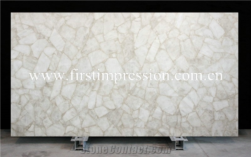 Crystal White Gemstone Bathroom Design/White Crystal Precious Stone Bathroom Countertop/White Luxury Bathroom Ideas /White Crystal Backlit Gemstone Bathroom /White Crystal Wall Panel