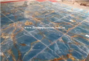 Good Price Blue Onyx Slabs & Tiles/New Polished Blue Onyx Floor Covering Tiles/Beautiful Blue Onyx Big Slabs