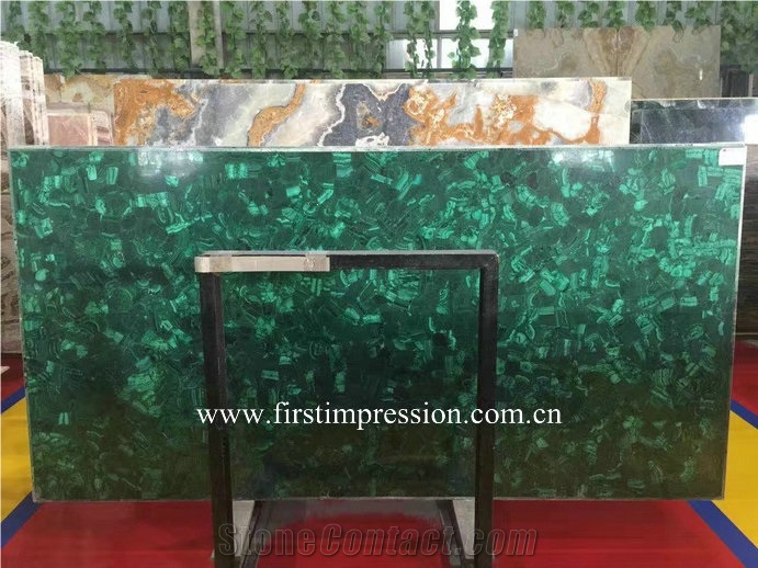 Green Malachite Home Decor /Green Gemstone Cabinet / Green Malachite Semi Precious Stone Round Top/Green Malachite Stone Countertop/Green Malachite Semi Precious Stone Panels