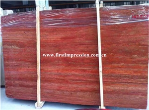 High Quality & Best Price Red Travertine Tiles & Slabs/New Polished Travertine Floor Covering Tiles/Walling Tiles/Travertine Big Slabs