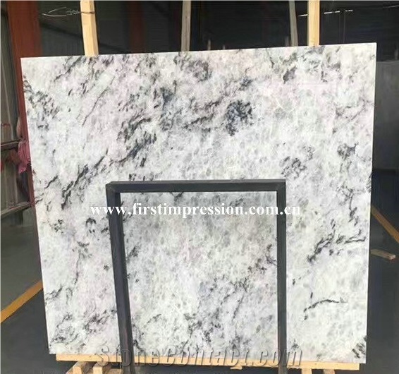 High Quality Ice Blue Crystal Marble Slabs & Tiles/Black Vein Light Transfer Bookmatch Stone Slabs/Tiles/Cut to Size/Project/Wall Cladding/Background/Interior Decoration Stone