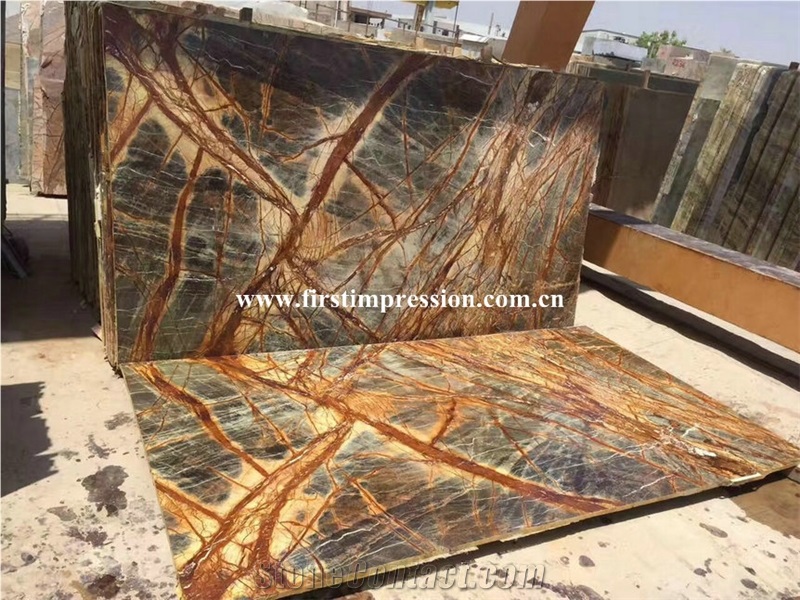 Hot Popular Brown Marble/New Polished Best Price Rain Forest Gold Marble Tiles &Slabs/Brown Marble Floor Tiles/Wall & Floor Covering Tiles