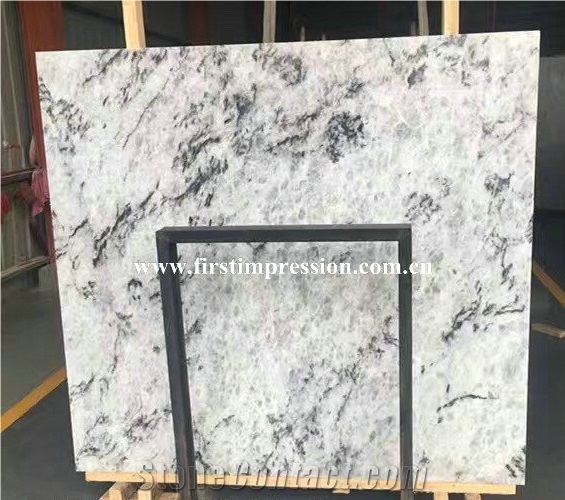 Ice Blue Crystal Marble Slabs & Tiles/Black Vein Light Transfer Bookmatch Stone Slabs/Tiles/Cut to Size/Project/Wall Cladding/Background/Interiol Decoration Stone