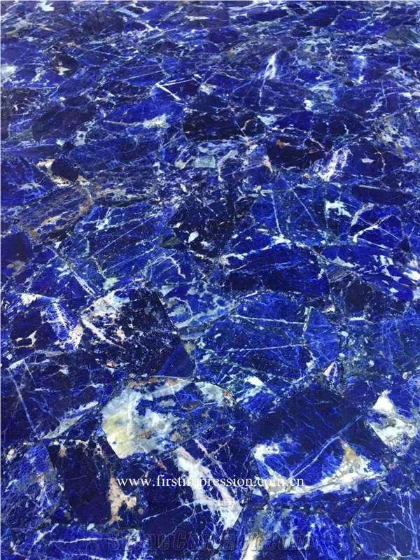 Lapis Lazuli Gemstone Slab,,Dark Blue Gemstone Stone Wall ,Semiprecious Stone Tiles