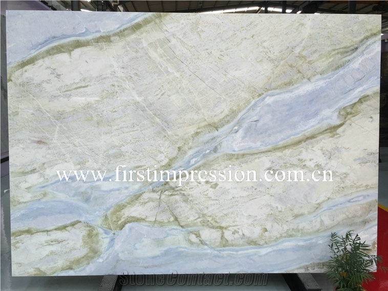 Light Blue Marble Slab/Light Yellow Marble Slab and Tiles /Changbai Jade Marble Slab /Marble Tiles for Wall Covering